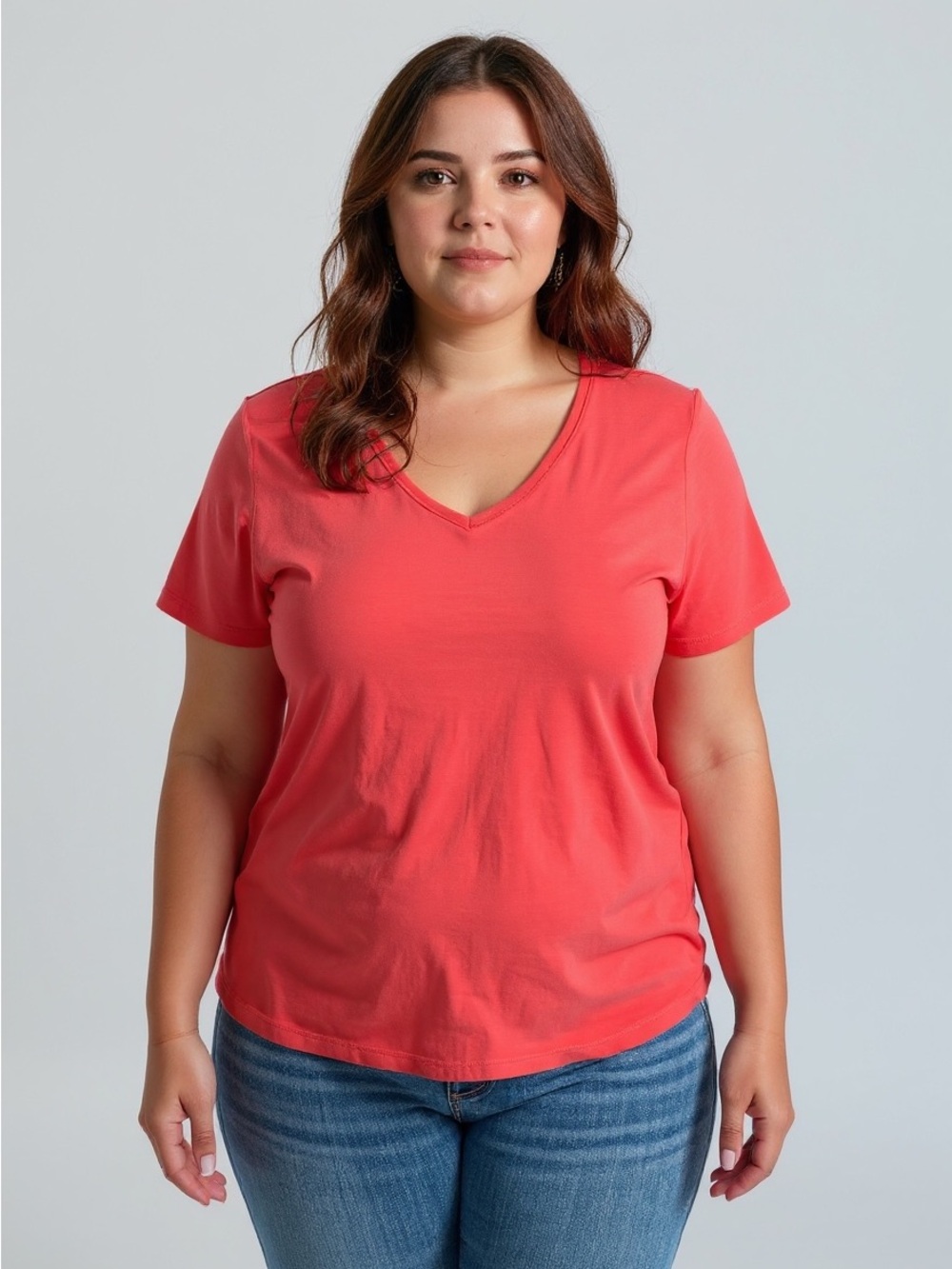 Talbots Tee 2X V-neck short sleeve Deep shade of Coral excellent condition